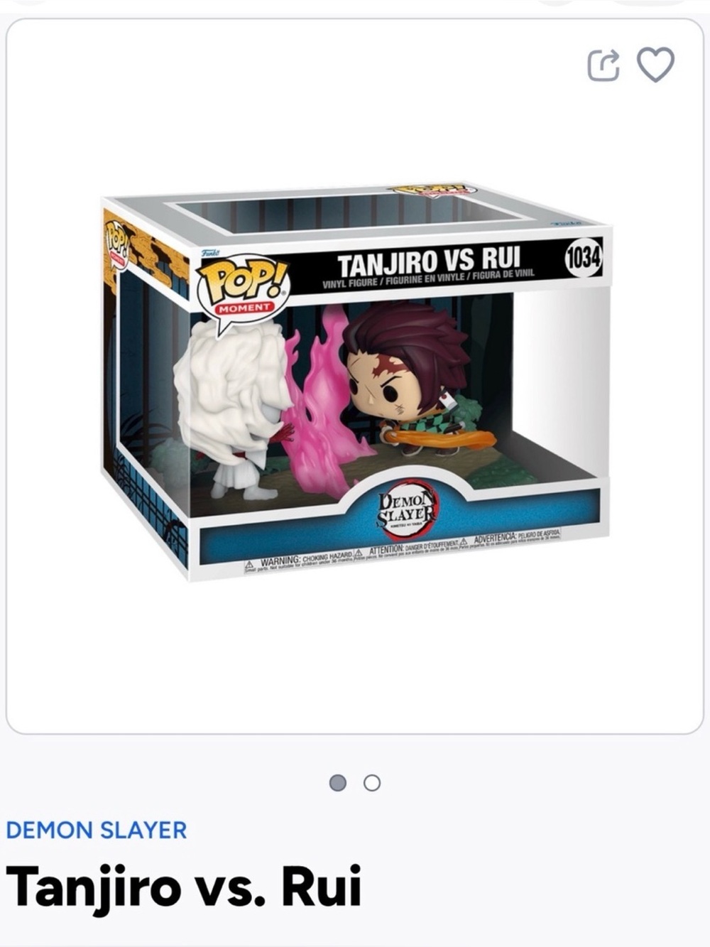 Funko Tanjiro vs. Rui Pop! Moment - Red, Pink, White- 1034- Demon Slayer